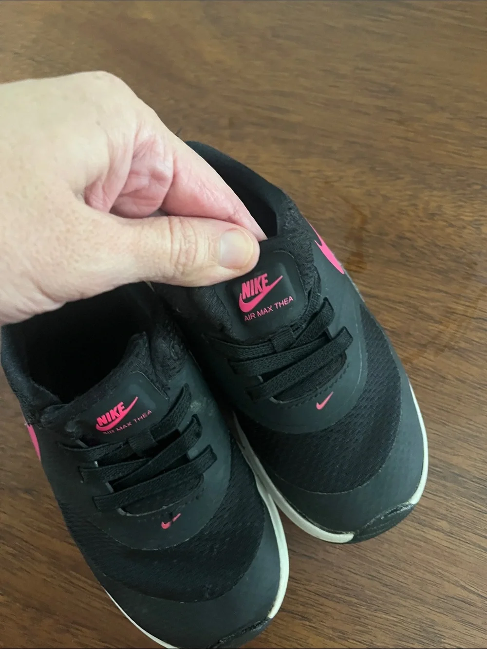 Nike Kids Black and Pink Air Max Thea Sneakers